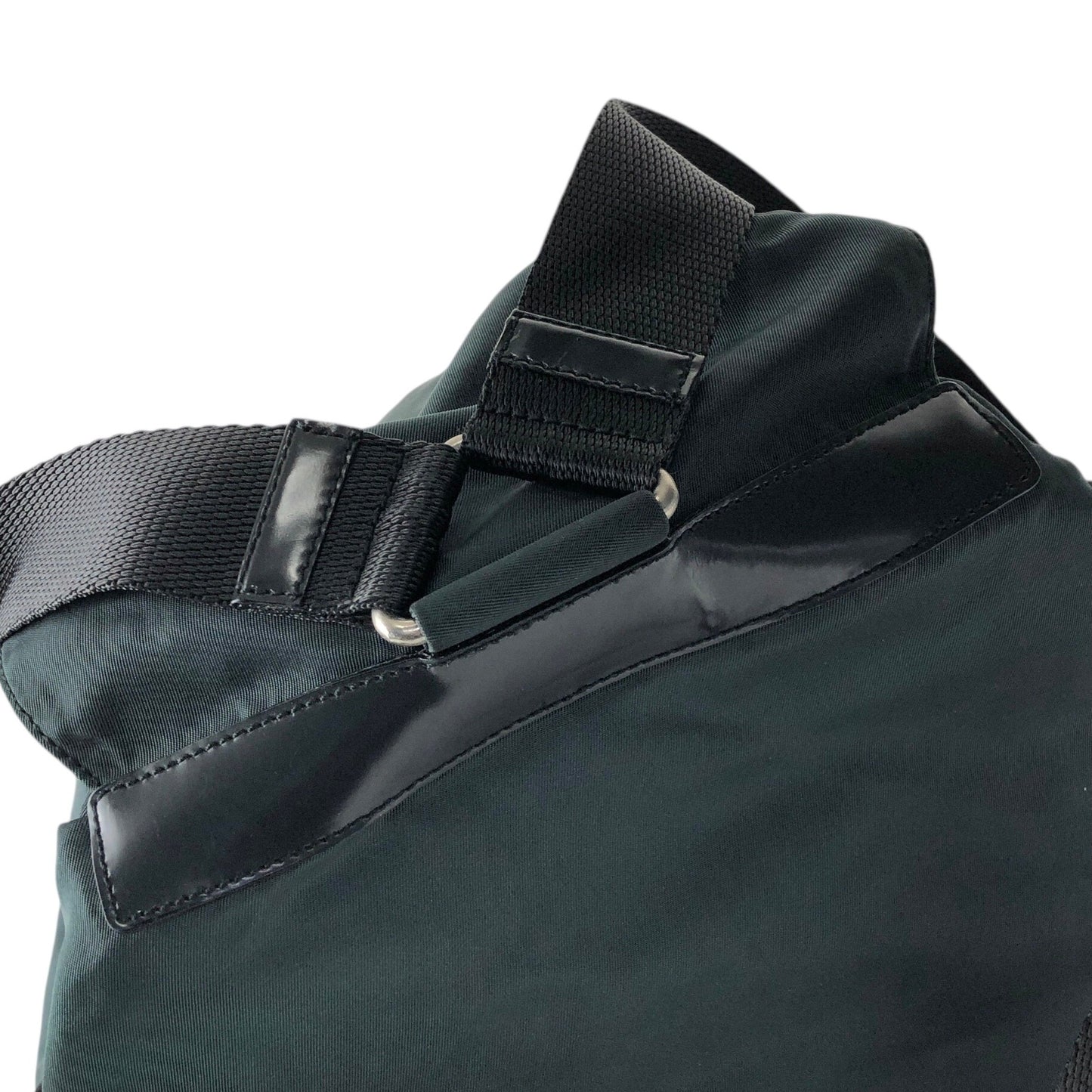 PRADA Tessuto Triangle Logo Double Pocket Backpack Green Vintage 43hn3u