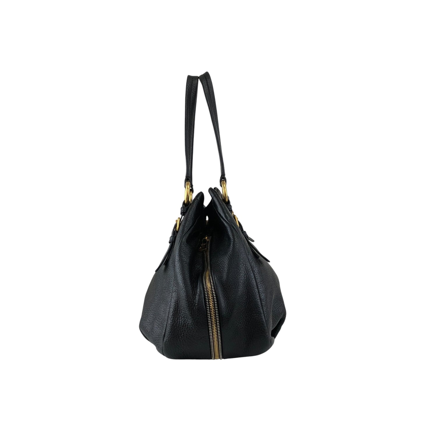 PRADA Logo Handbag Black BR4085 Vintage 3hvhgg