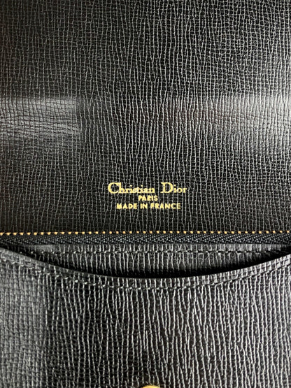 Christian Dior Logo Coin Purse Wallet Black Vintage szkyzx