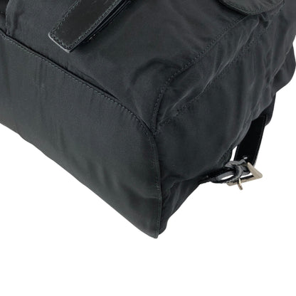 PRADA Tessuto Triangle Logo Double Pocket Backpack Black Vintage vsidzm