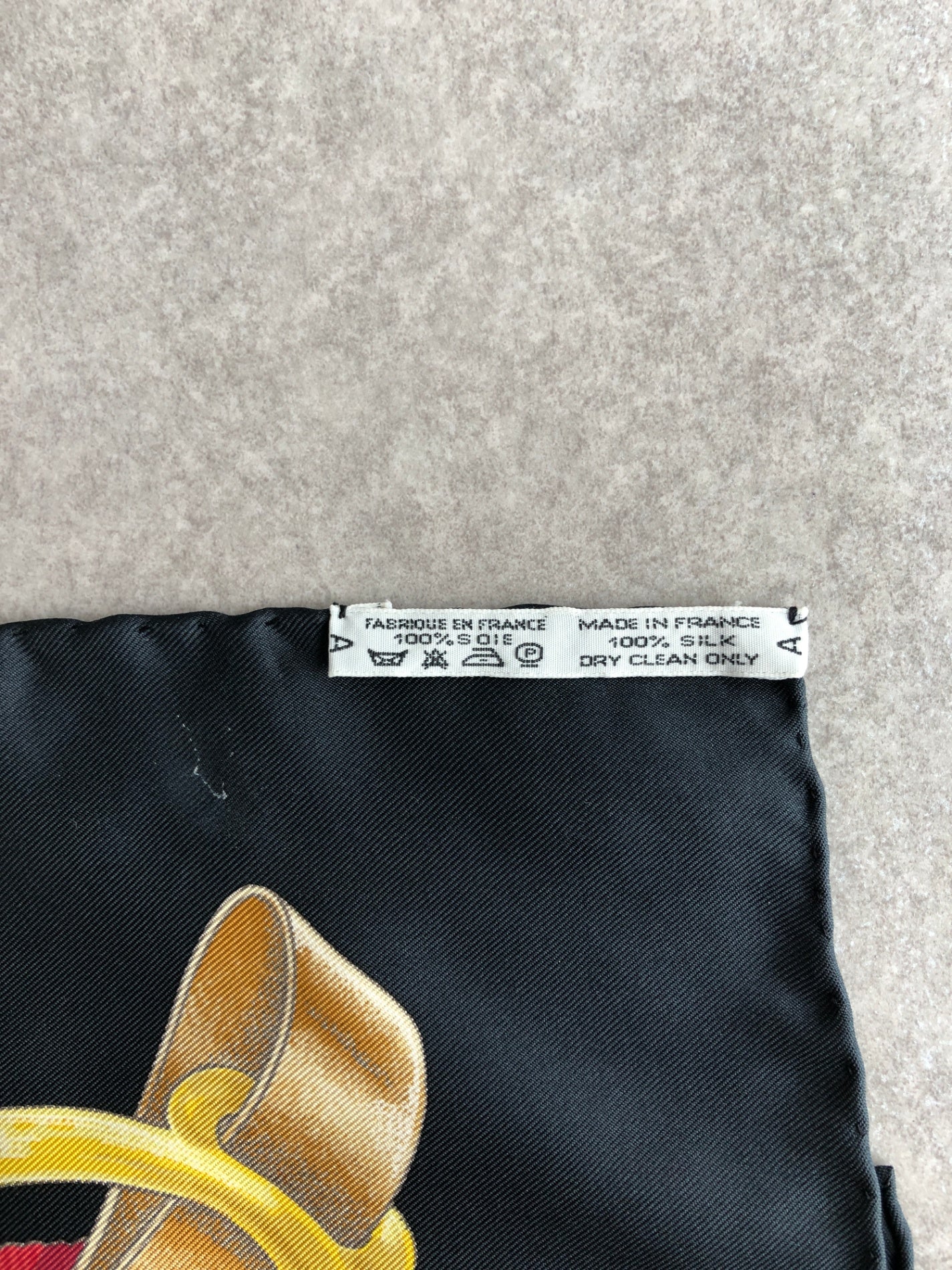 HERMES SILK Scarf Black×Gold grand manege Vintage bz5cun