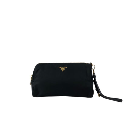 PRADA Logo  Small Handbag Pouch Black Vintage gnc6de