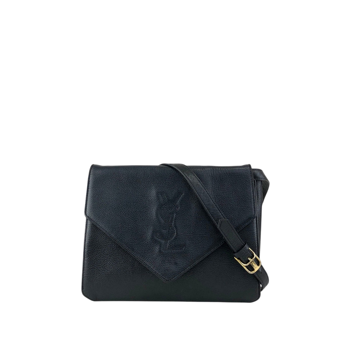 Yves Saint Laurent YSL Logo Shoulder bag Black Vintage p5pe7i