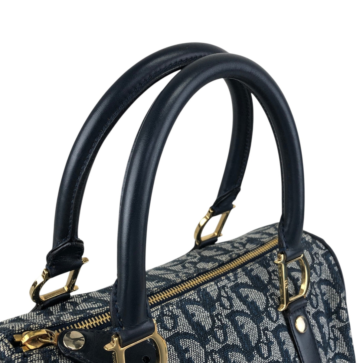 Christian Dior Trotter Small Boston bag Handbag Navy Vintage nt87zs