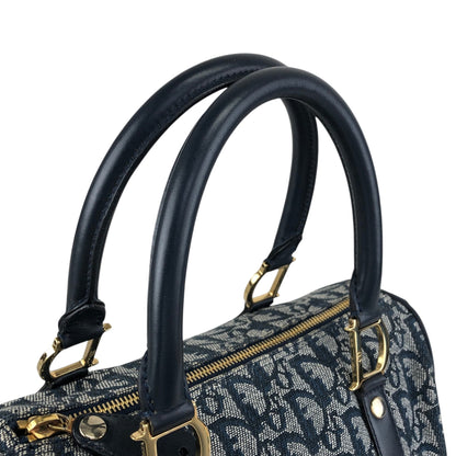 Christian Dior Trotter Small Boston bag Handbag Navy Vintage nt87zs