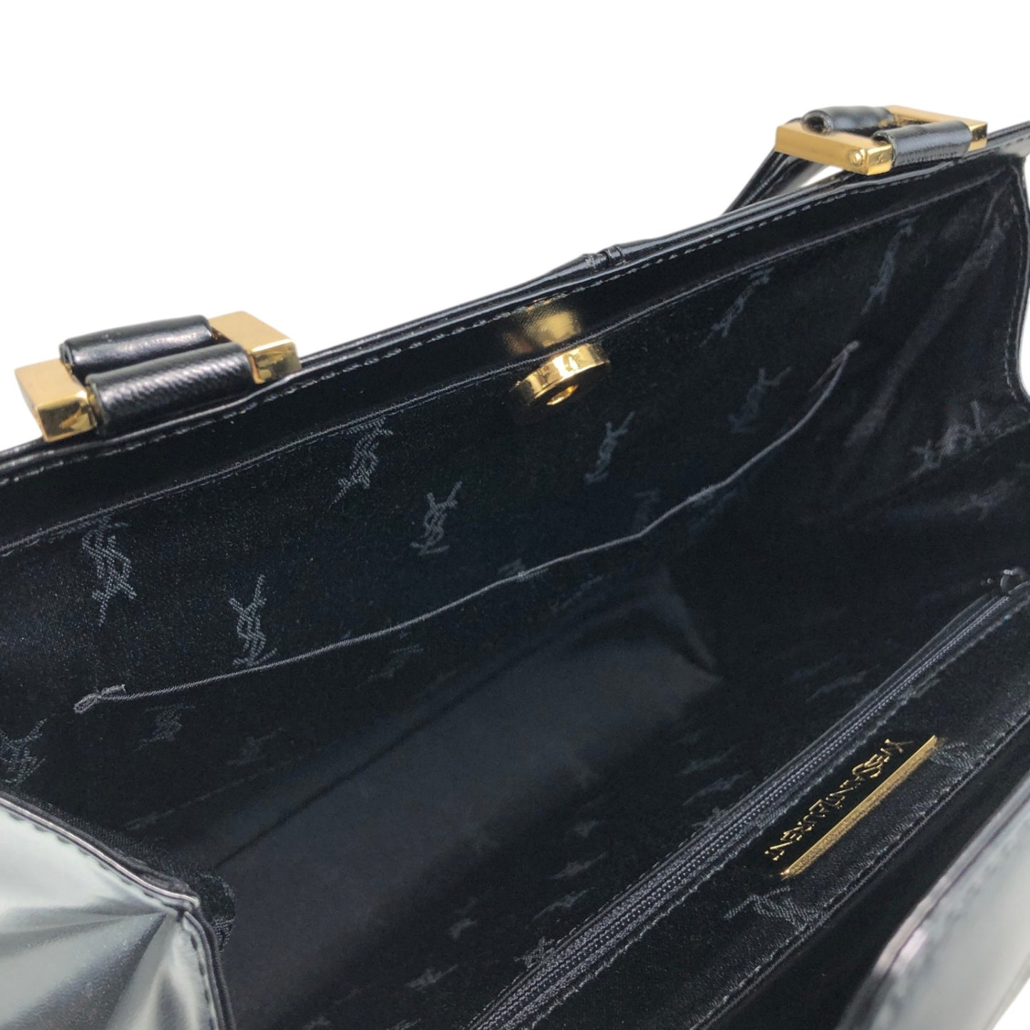 Yves Saint Laurent Logo Top Handle Handbag Black Vintage 8d84s4