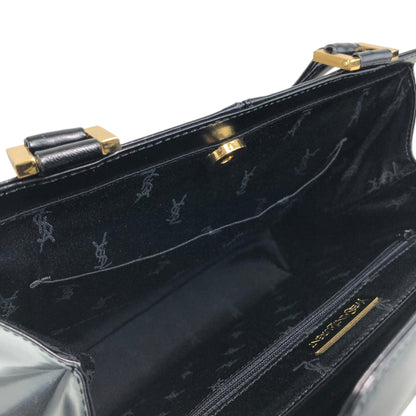 Yves Saint Laurent Logo Top Handle Handbag Black Vintage 8d84s4