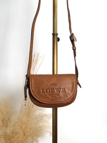 LOEWE Logo Embossed Crossbody Shoulder bag Brown Vintage w2swk6