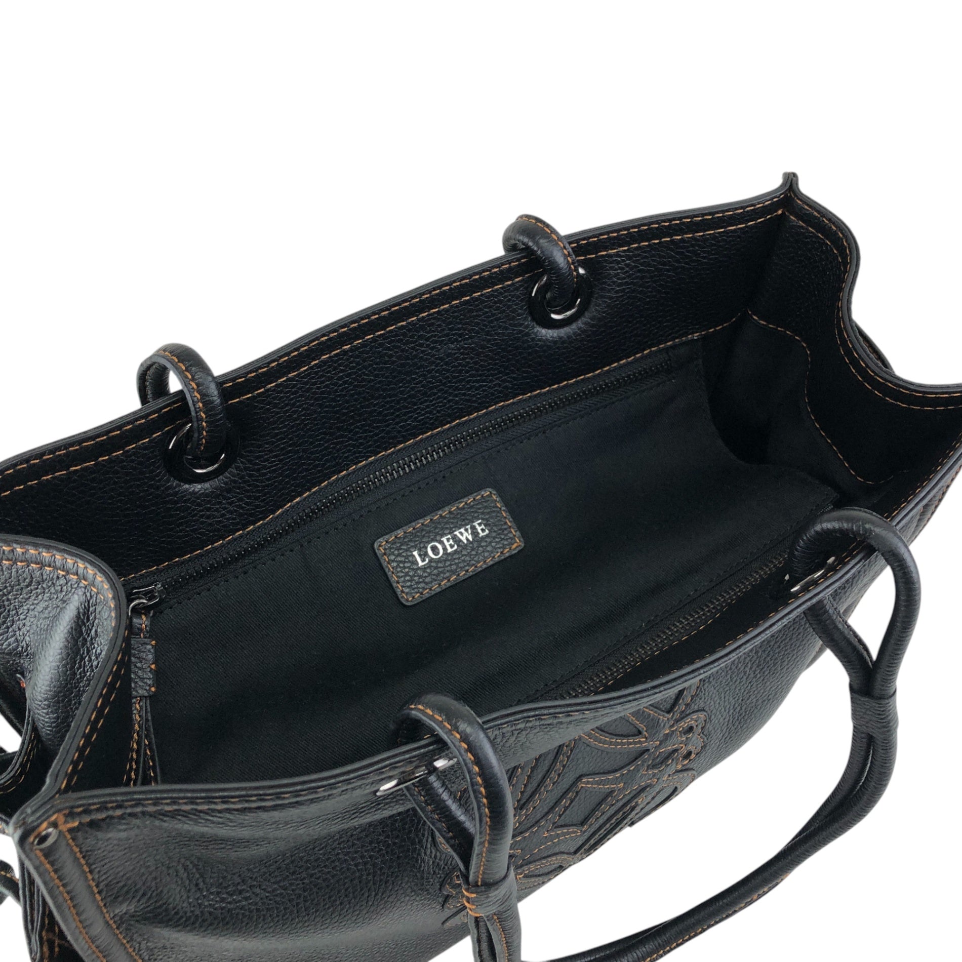 LOEWE Anagram Side Pocket Handbag Black Vintage ivzdgh