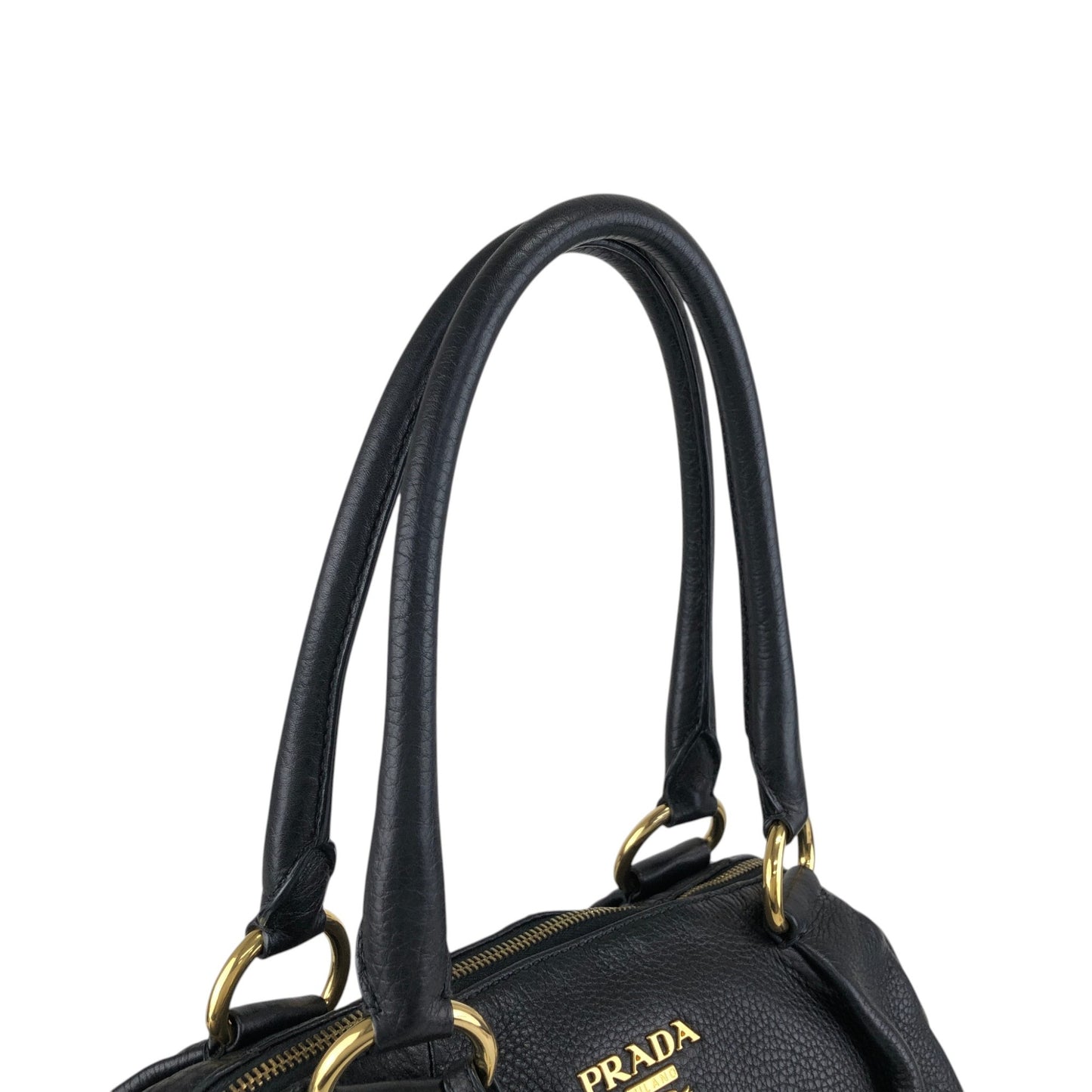 PRADA Logo Handbag Totebag Black Vintage 7zspmn
