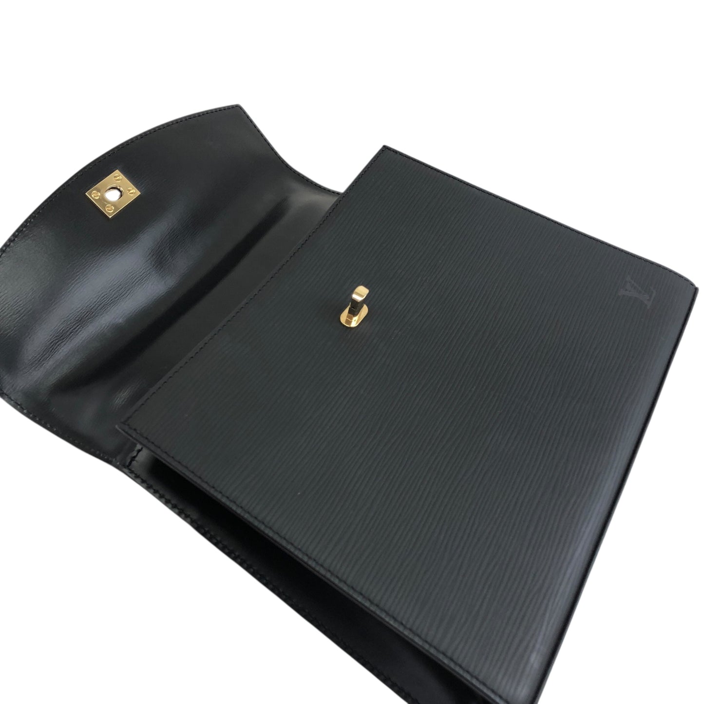 LOUIS VUITTON Epi Turn Lock Handbag Black Vintage u8cniv