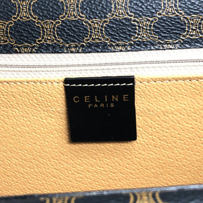 CELINE Macadam Horseshoe Double Flap Handbag Black Vintage eir5v4