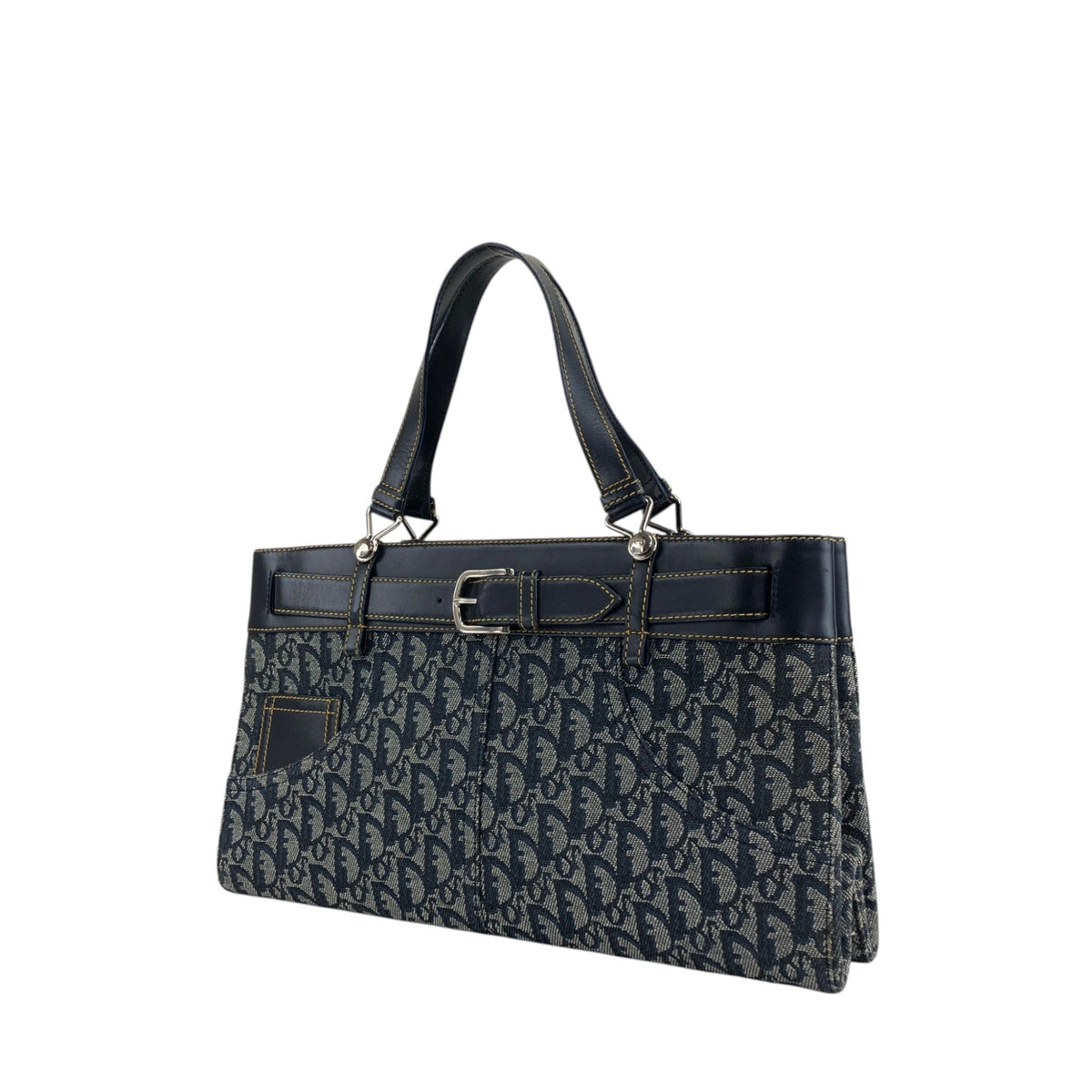 Christian Dior Trotter Handbag Navy Vintage twjy5h