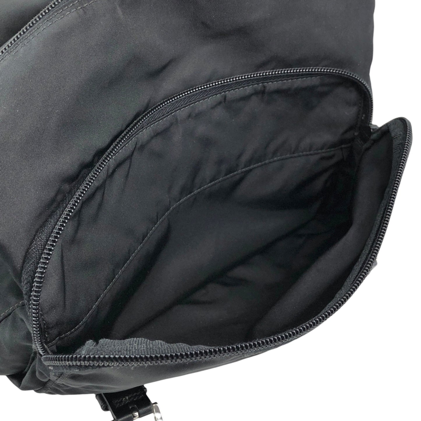 PRADA Tessueto Triangle Logo Shoulder bag Black Vintag vii5a2