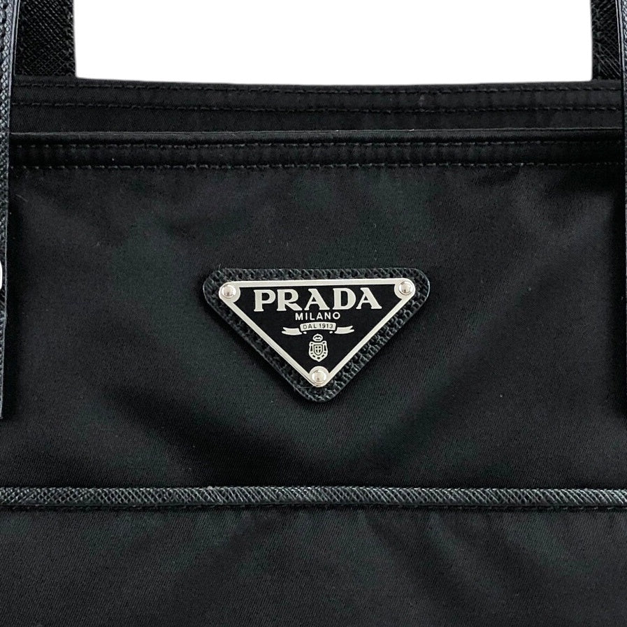 PRADA  Triangle Logo  Handbag Totebag Black Vintage a4rxmg