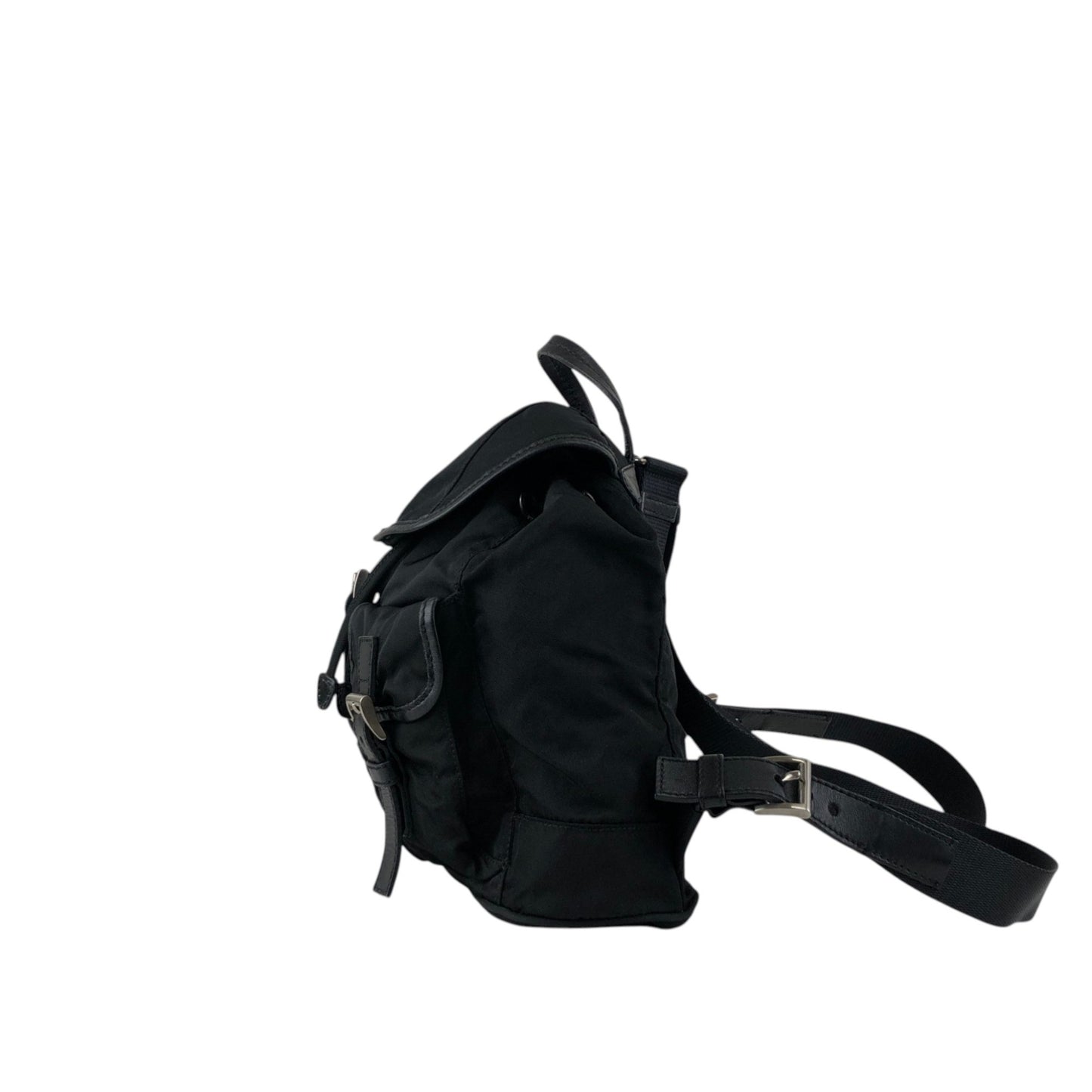 PRADA Tessuto Triangle Logo Double Pocket Backpack Black Vintage xgxrpz