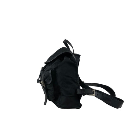 PRADA Tessuto Triangle Logo Double Pocket Backpack Black Vintage xgxrpz