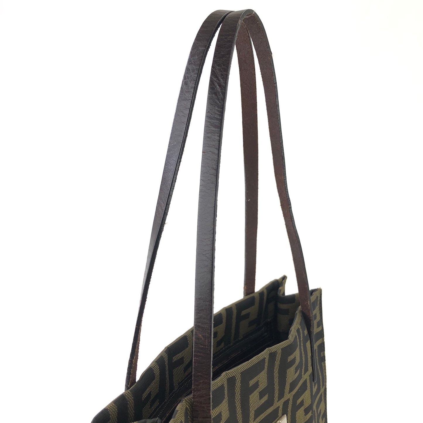 FENDI Zucca Canvas Handbag Brown Vintage yubvy7