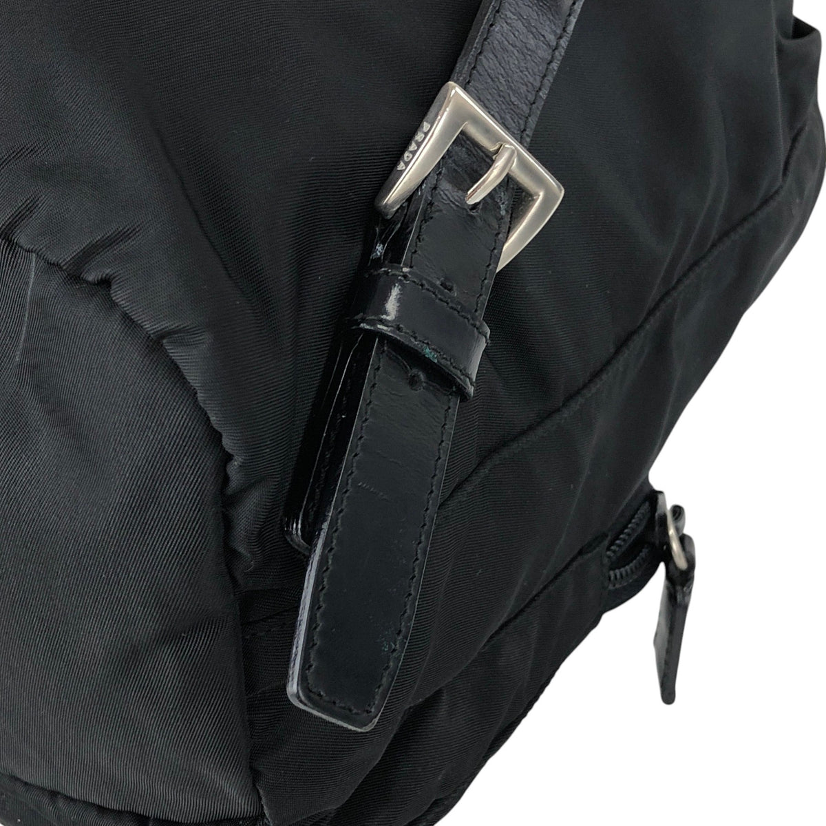 PRADA Tessuto Triangle Logo Double Pocket Backpack Black Vintage hspzjr