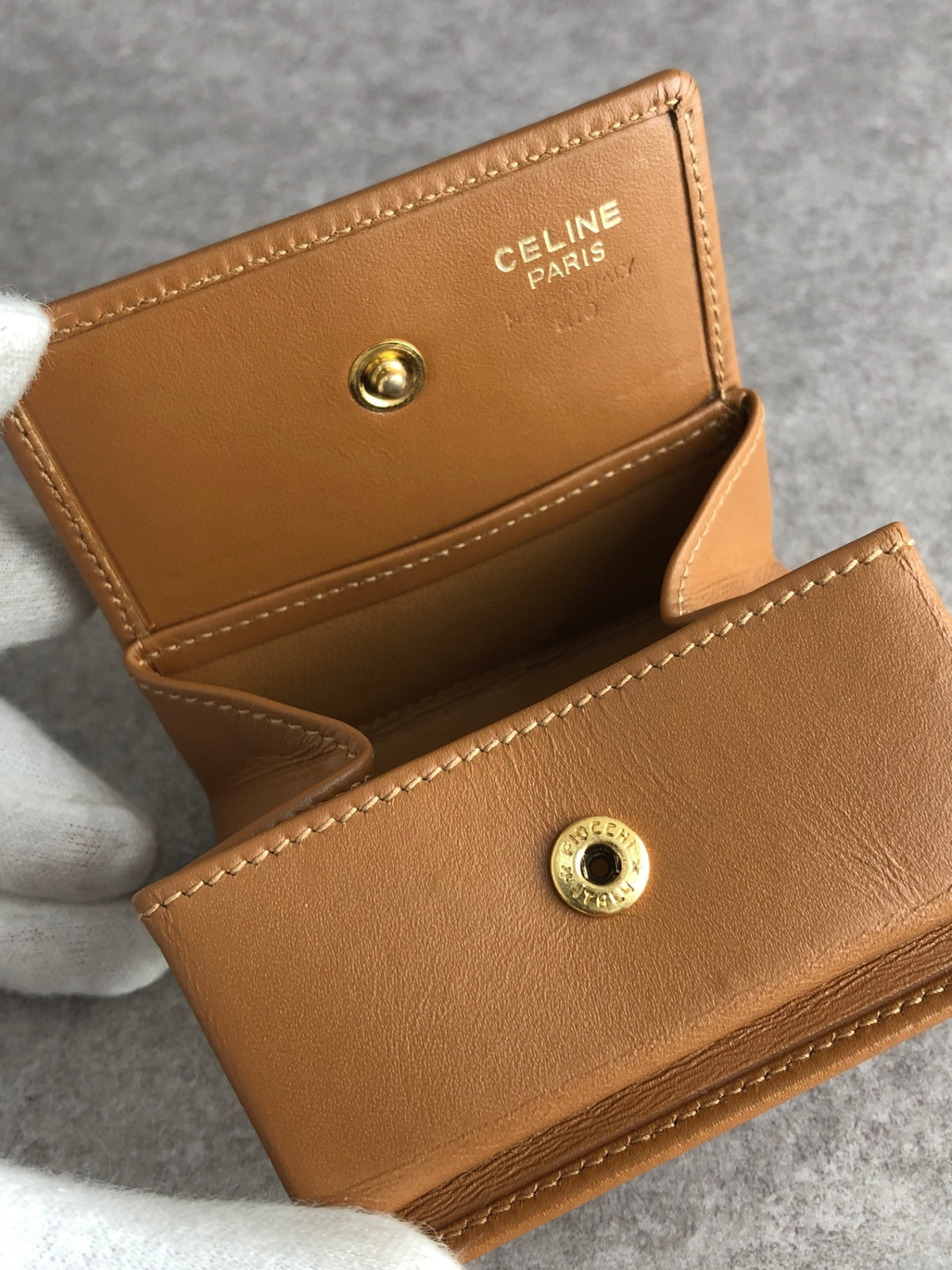 CELINE Macadam Coin Purse Brown Vintage 8a3g8d