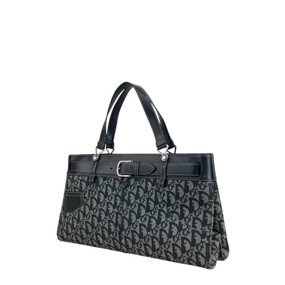 Christian Dior Trotter Front Buckle Handbag Navy Vintage nk2ius