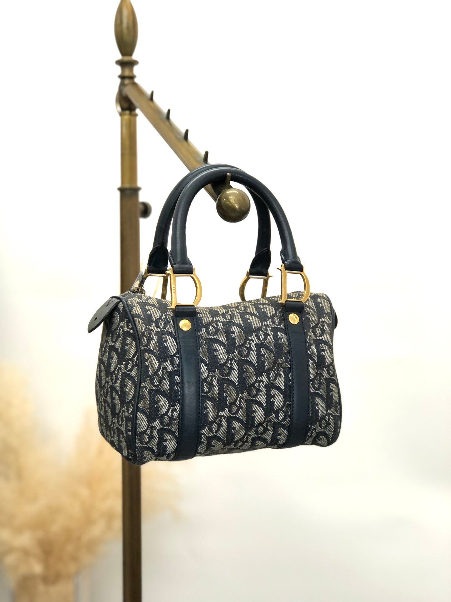 Christian Dior Trotter Padlock Handbag Navy Vintage hua5x2