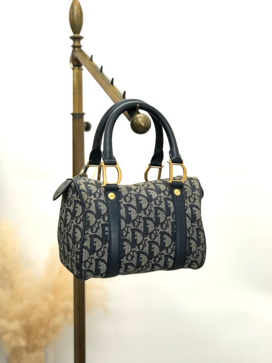 Christian Dior Trotter Padlock Handbag Navy Vintage hua5x2