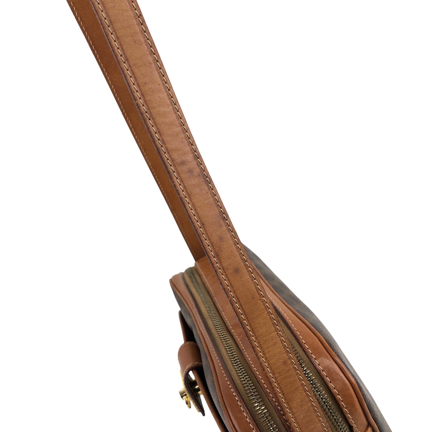 CELINE Macadam Gancini Shoulder bag Brown Vintage 7y7av5