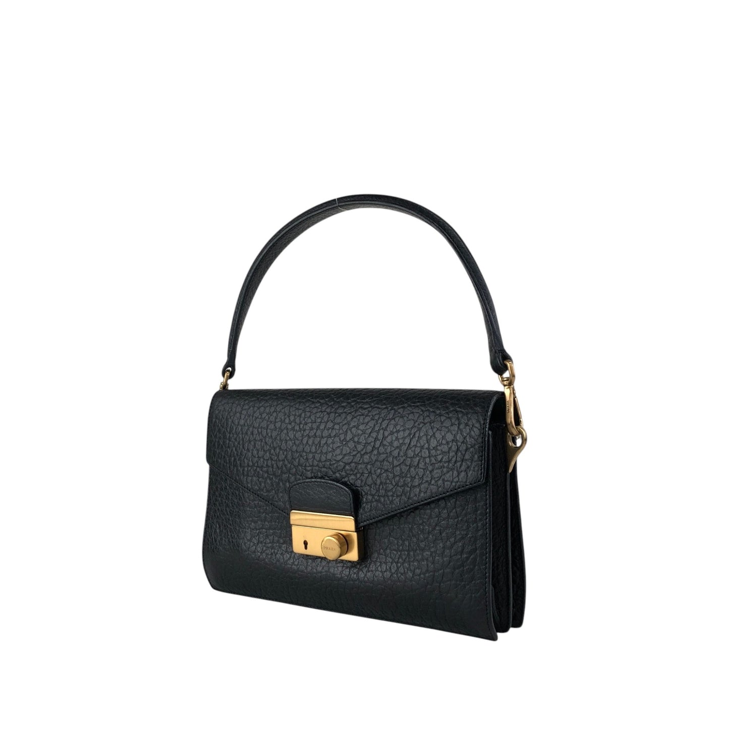 PRADA Lock Shoulder bag Black Vintage pjtker