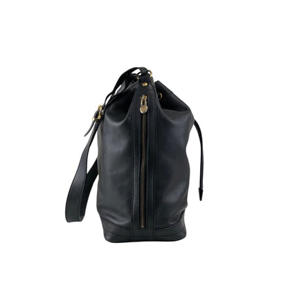 CELINE Gancini Drawstring Shoulder bag Black Vintage 4g3rt5