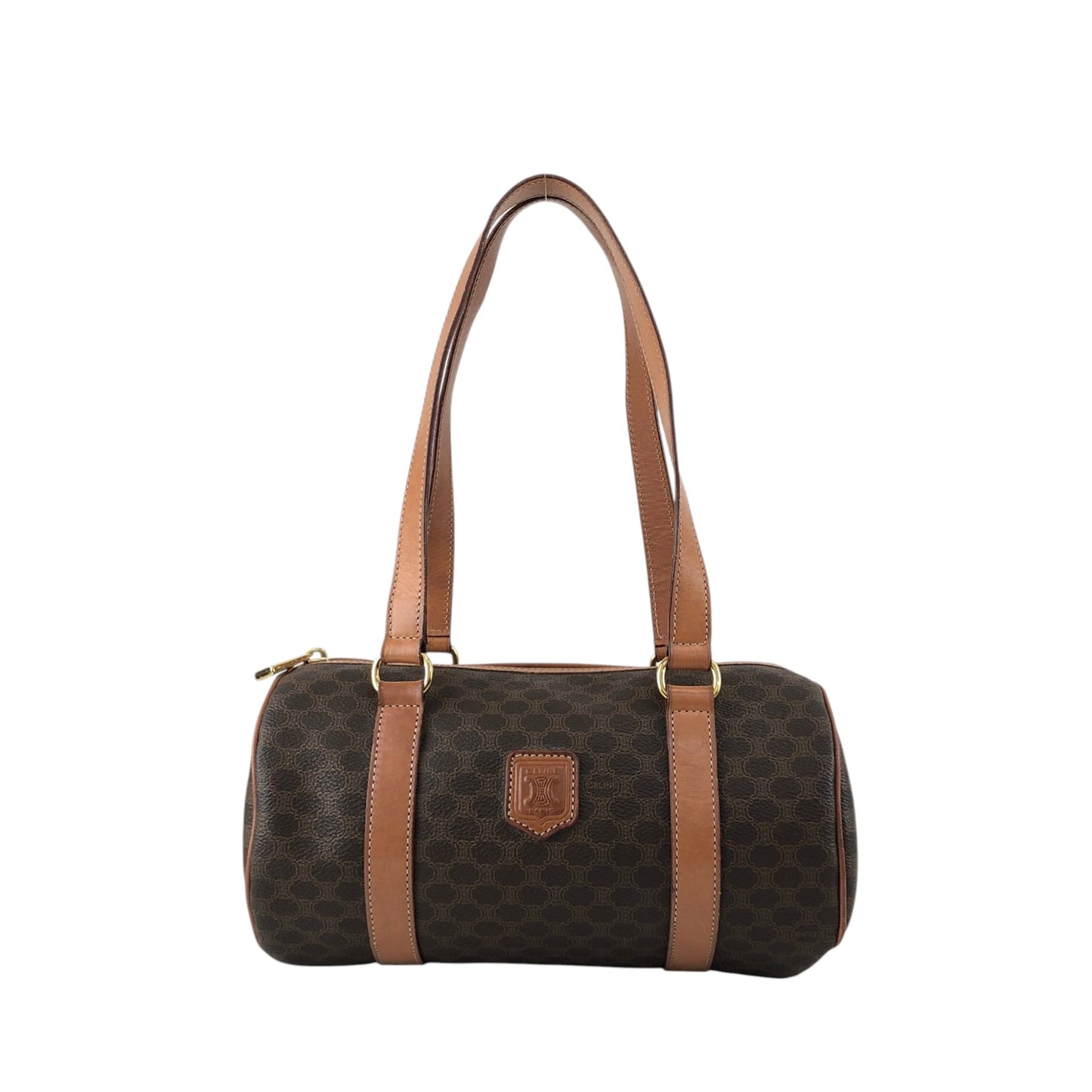 CELINE Macadam Blason Handbag Brown Vintage 3wk4bc