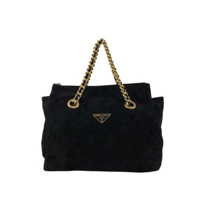 PRADA Triangle Logo Chain Shoulder bag Black Vintage t7p4ej