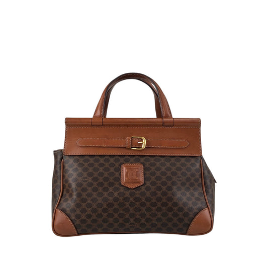 CELINE Macadam Blason Front Buckle Handbag Brown Vintage kaare7