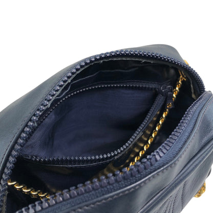 CELINE Triomphe Chain Shoulder bag Navy Vintage h4r6w8