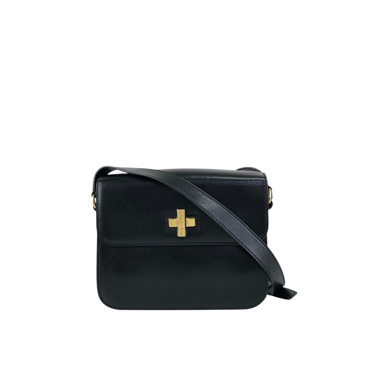CELINE Turn Lock Shoulder bag Black Vintage jth6xy