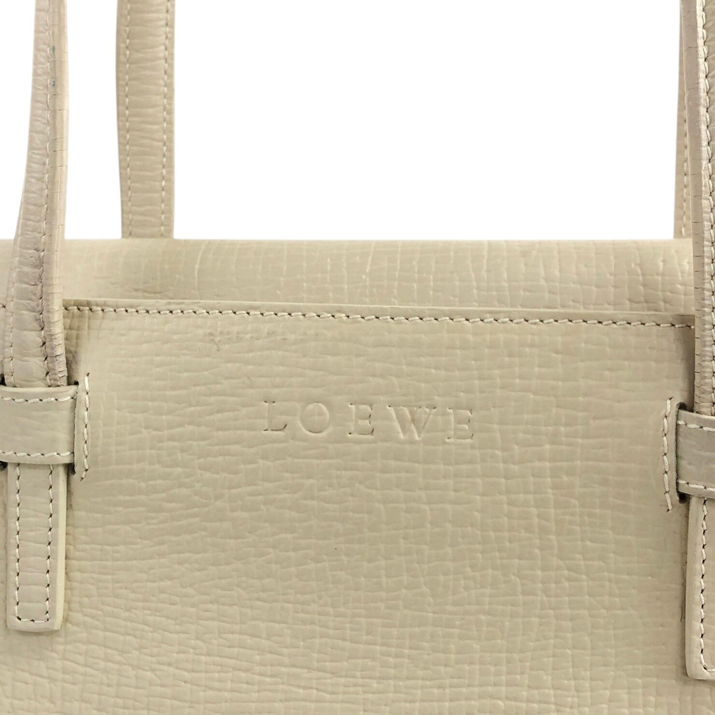 LOEWE Logo Embossed Handbag Ivory Vintage eu3utx