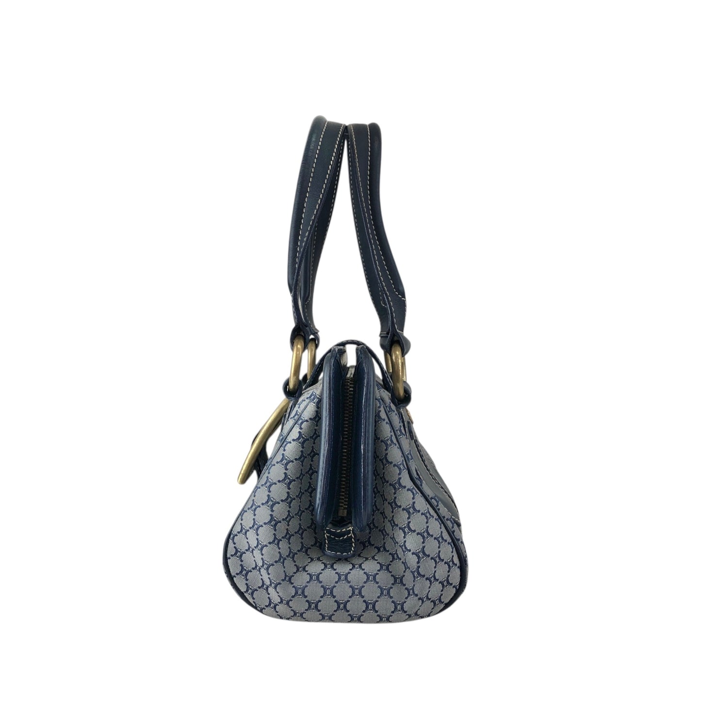 CELINE Blason Front Buckle Handbag Navy Vintage rk6nfn