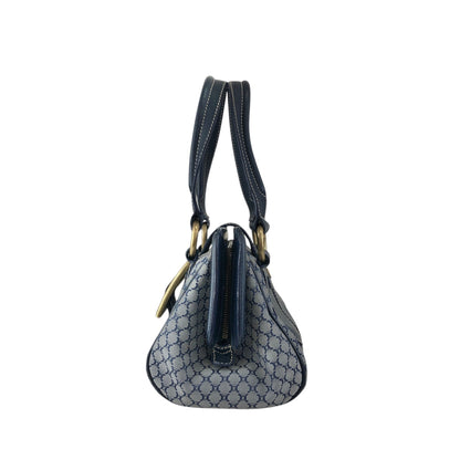 CELINE Blason Front Buckle Handbag Navy Vintage rk6nfn
