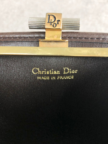 Christian Dior Trotter Clasp Coin Purse Brown Vintage 7pi2nd