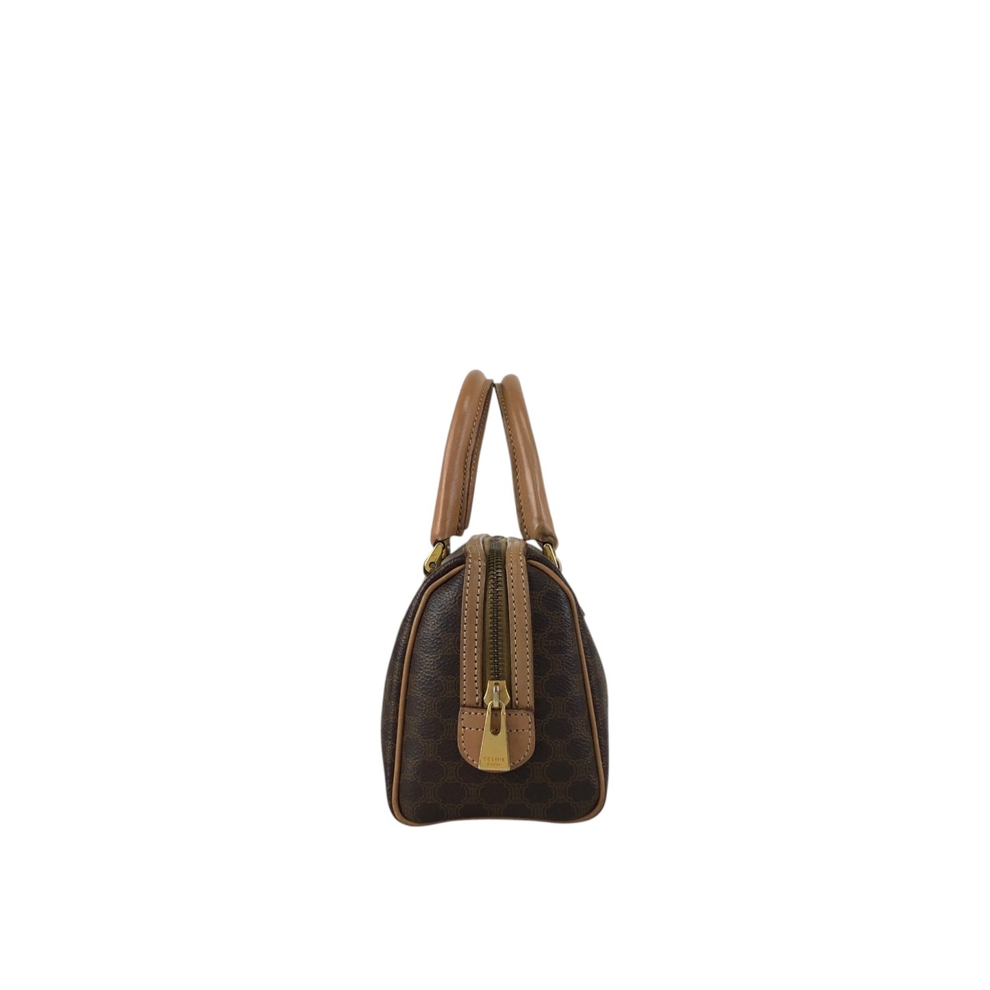 CELINE Macadam Blason Two-way Small Boston bag Shoulder bag Brown Vintage abbsfv