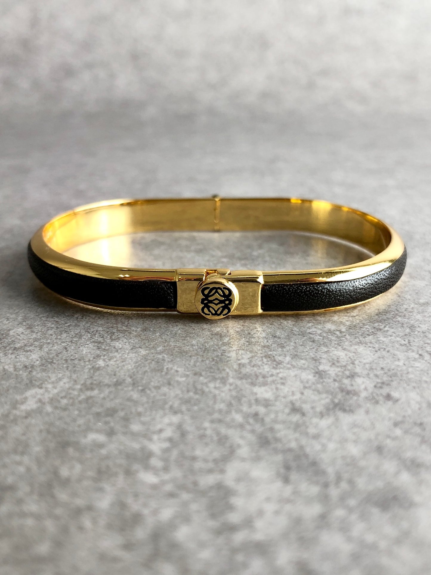 LOEWE Anagram Bracelet Black×Gold Vintage 7x55wv