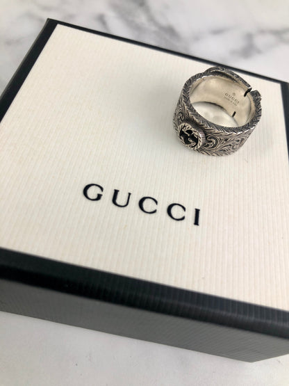 GUCCI Interlocking Ring Silver Vintage 4avugi