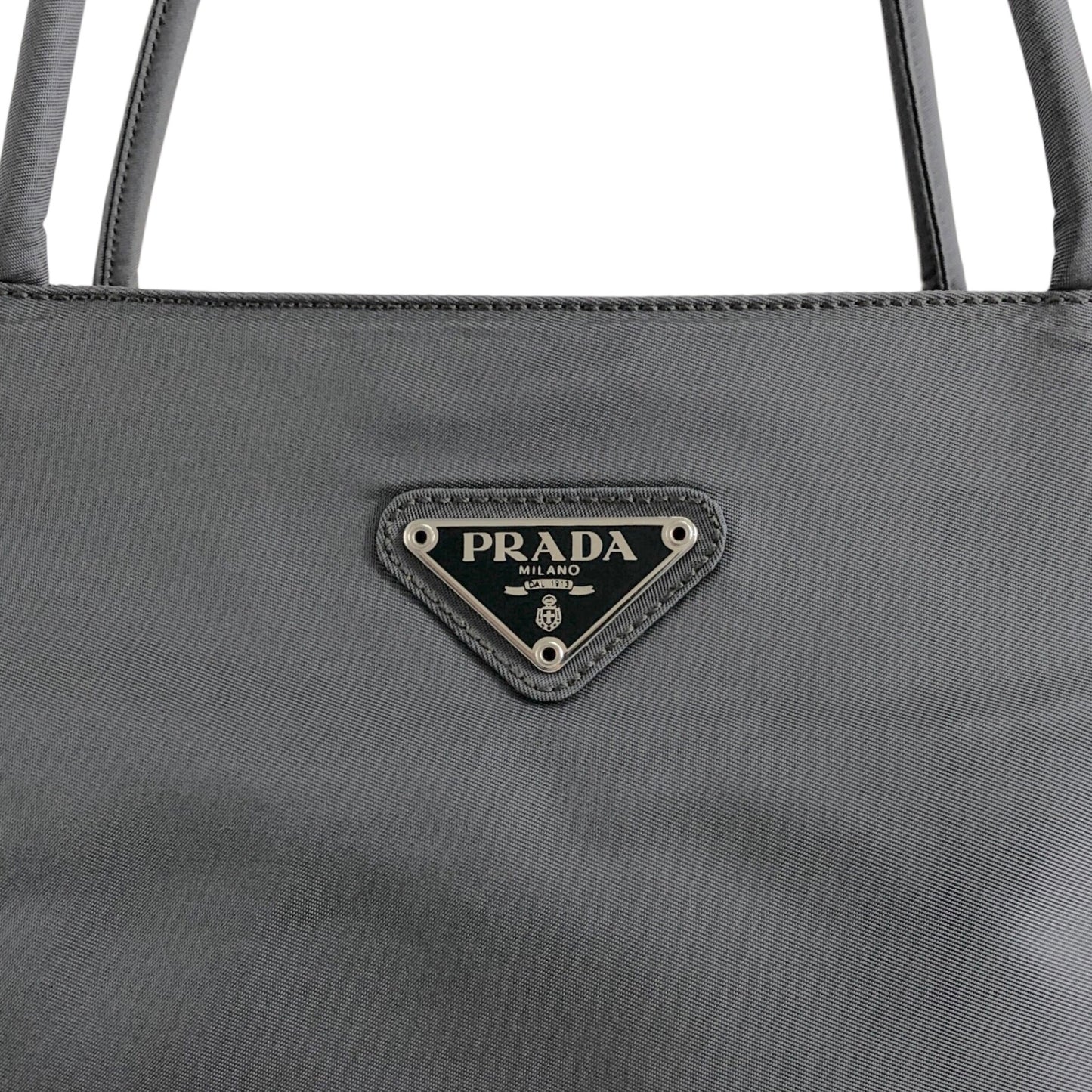 PRADA Tessuto Triangle logo Totebag Gray Vintage nfpiaw