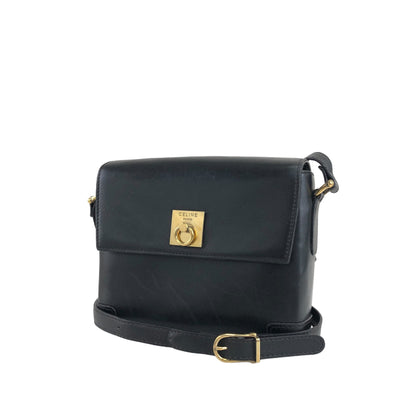 CELINE Gancini Shoulder bag Black Vintage ruhbm2