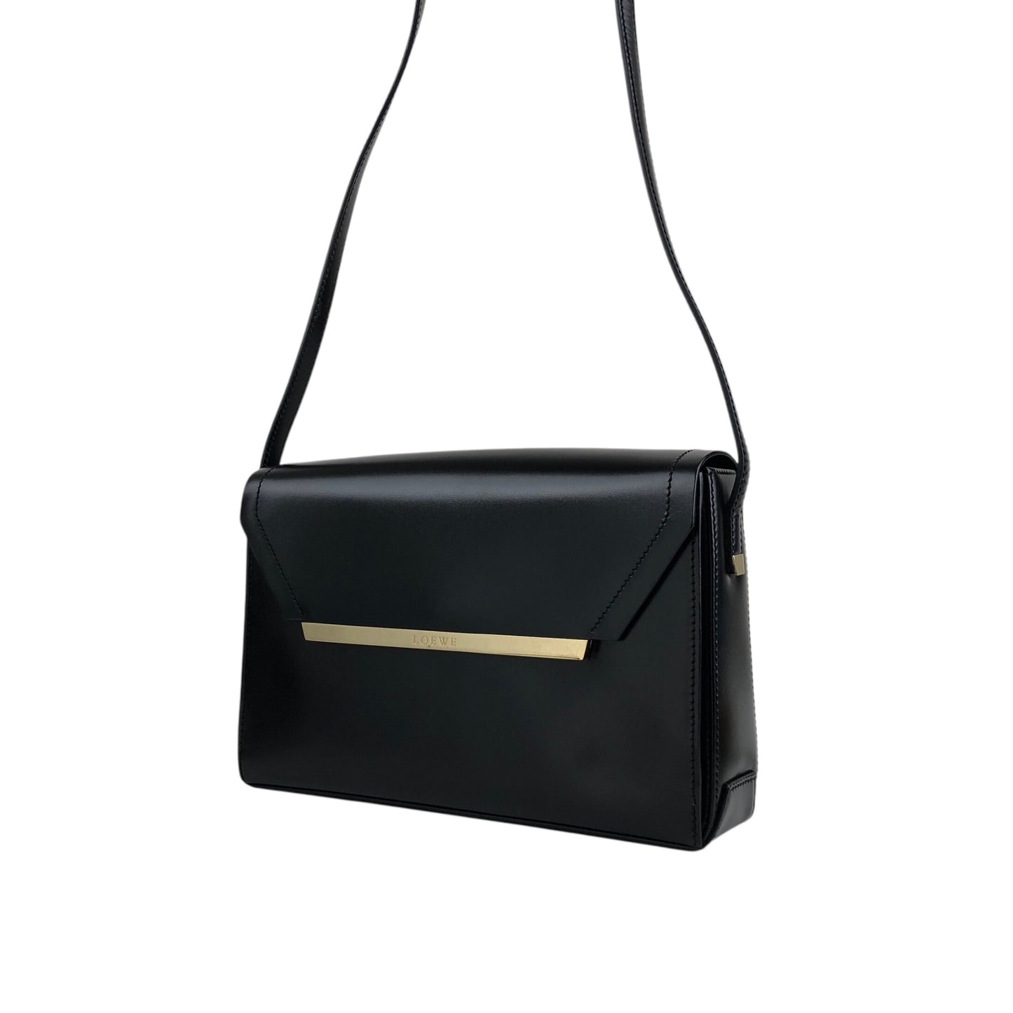 LOEWE Logo Shoulder bag Black Vintage unjut8