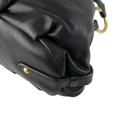 PRADA Logo Shoulder bag Hobobag Black Vintage ay6whk