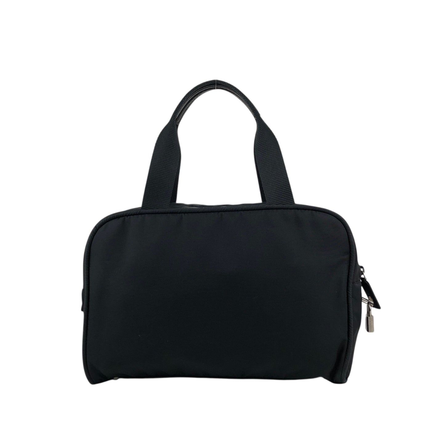 PRADA Tessuto Triangle Logo Padlock Handbag Black Vintage h25vhs