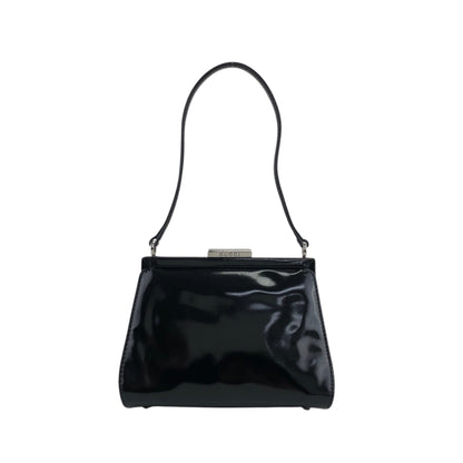 GUCCI Metal Clasp Handbag Black Vintage izypkv