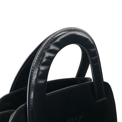 PRADA Logo Small Handbag Black Vintage snjxtd