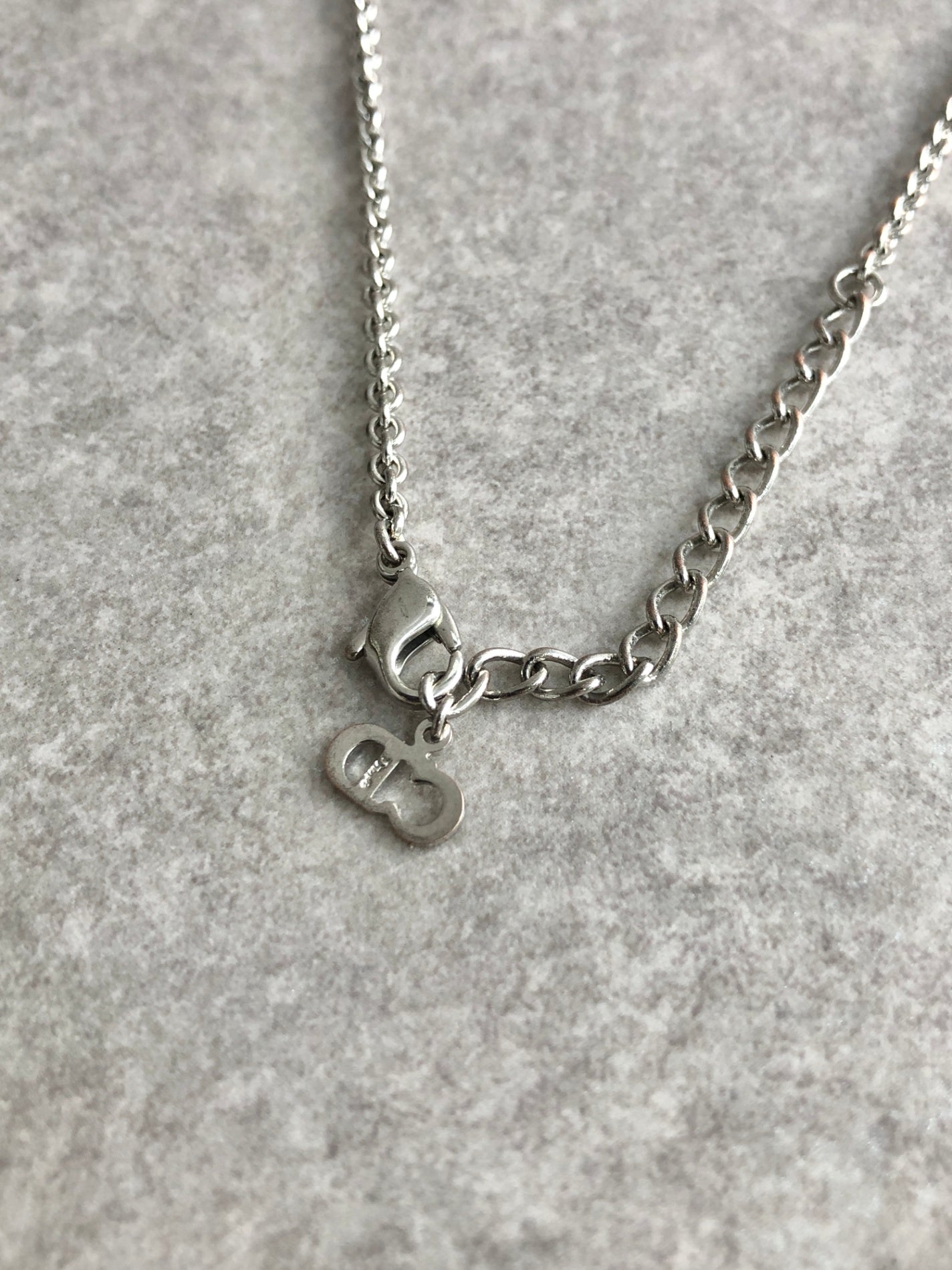 Christian Dior Logo Charm Necklace Silver Vintage wfizes